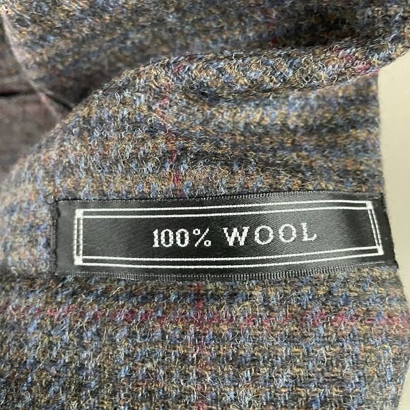 Vintage JL Colebrook Blazer Large Gray Plaid Wool Velvet Collar Academia NWOT - Picture 5 of 12